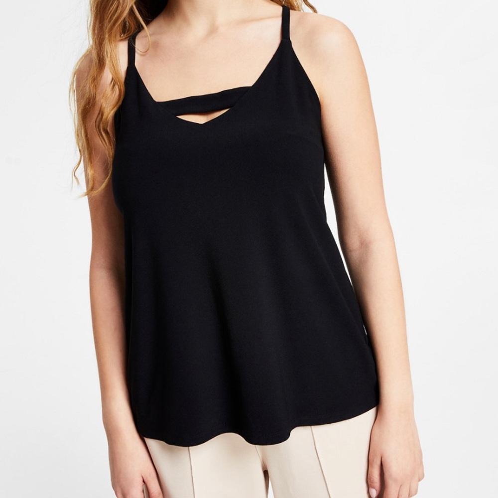 Bar iii Zip-Back Halter Top in Black size small